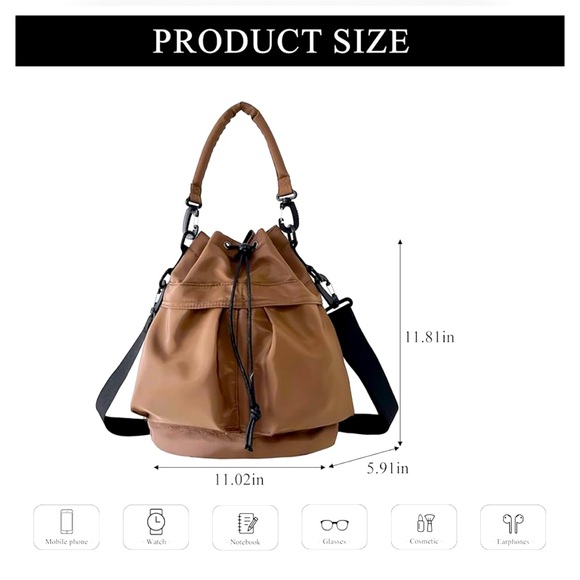 NWT Drawstring Nylon Waterproof Bucket Bag - Picture 2 of 8